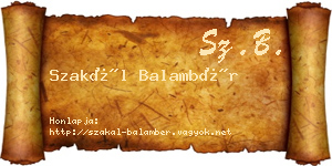 Szakál Balambér névjegykártya